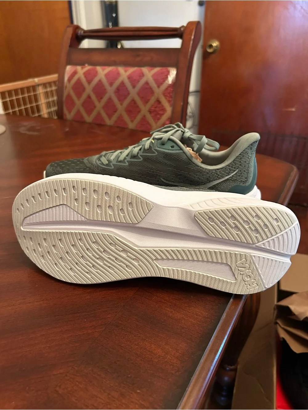 Men’s Hoka One One Gray and Blue Running Shoe Interior Label